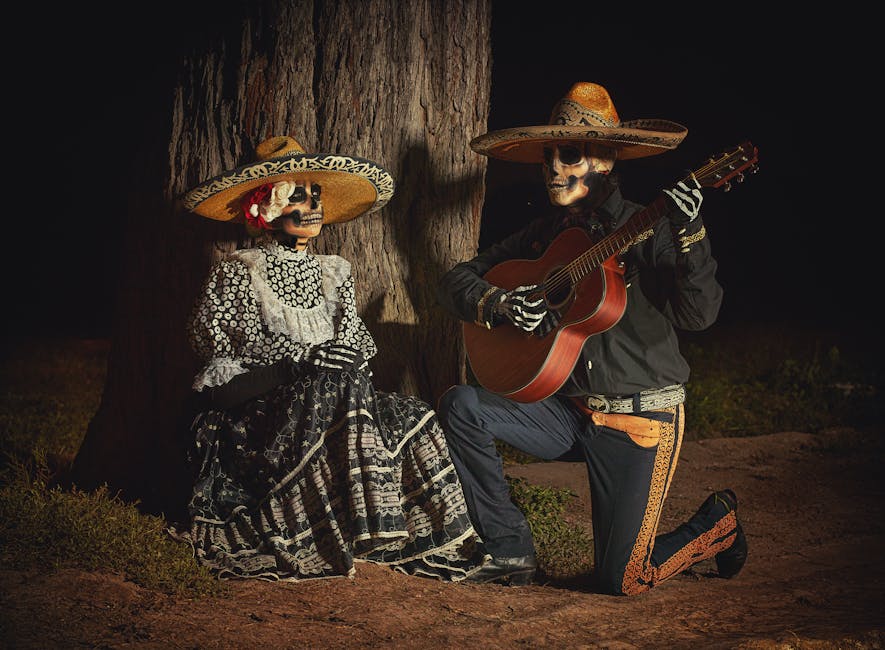 Día de los Muertos Wurzeln: Indigene Ursprünge des Totenfests – Musiker Zur Feier Des Tages Der Toten