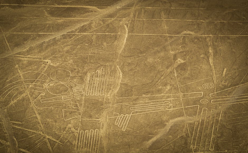 Die Geoglyphen von Acre: Entdeckung durch Luftbilder – Luftaufnahme Der Nazca Linien In Der Peruanischen Wüste