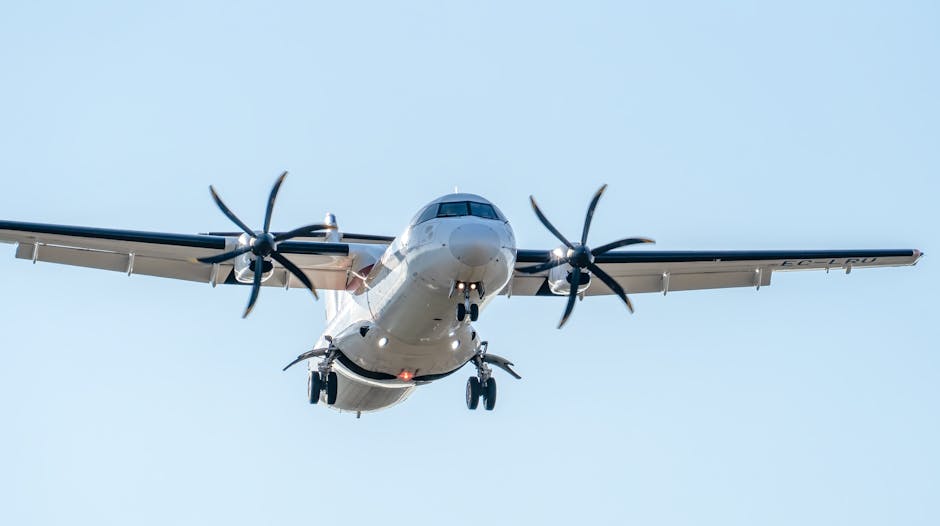 Mound 72: Das Massengrab von Cahokia – Nahaufnahme eines ATR 72-Flugzeugs bei der Landung in Manises, Valencia, Hintergrun…