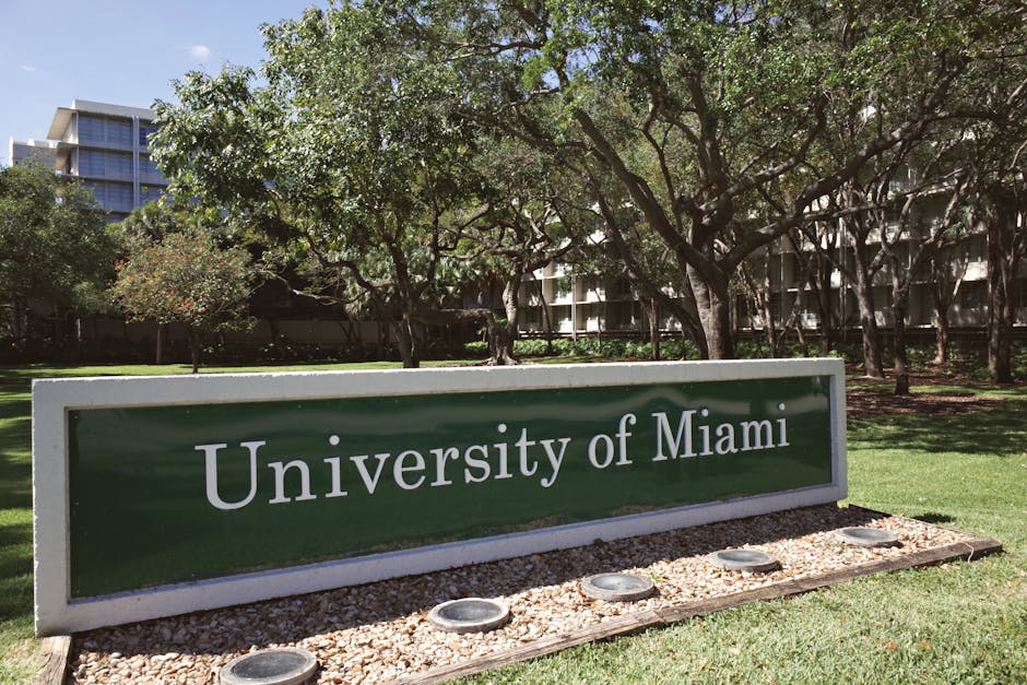 Shawnee, Miami, Anishinaabe: Die Erben der Mound Builder – Außenansicht des Eingangs der University of Miami mit üppigem G…