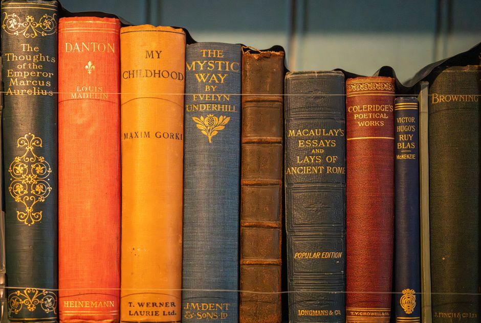 Louise Erdrich: Grande Dame der Native American Literature – Eine Sammlung von Vintage-Büchern, ausgestellt in einem Regal…