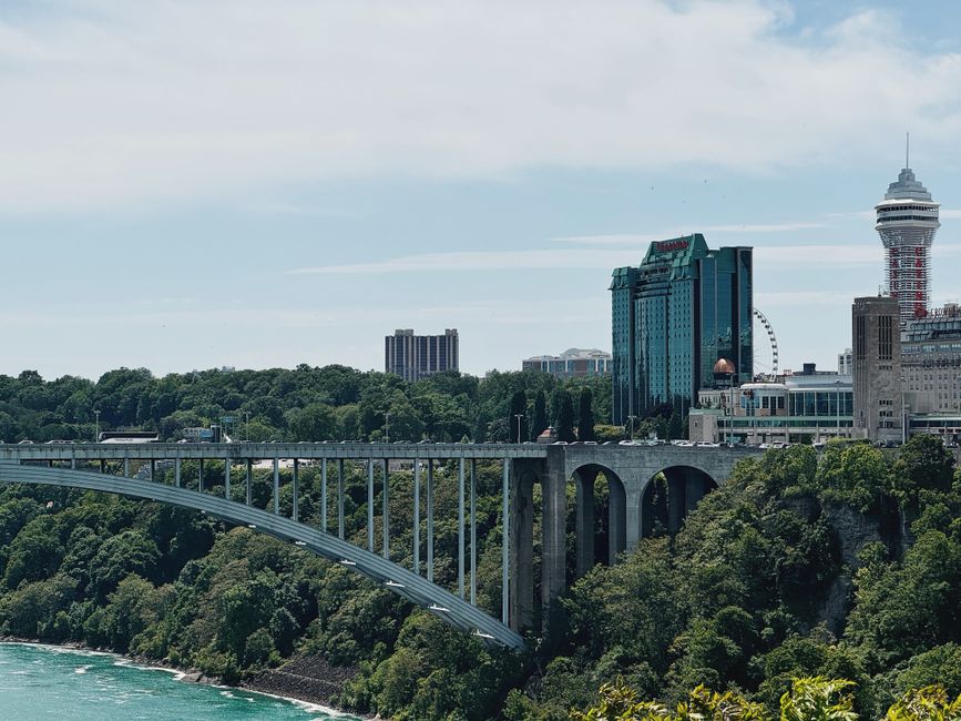 Six Nations: Die Haudenosaunee heute in New York und Ontario – Panoramablick auf die Regenbogenbrücke, die die USA und Kan…
